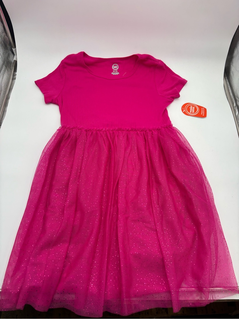 wonder nation Hot Pink Glitter Tulle Dress